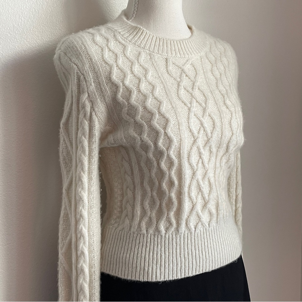 Favorite Daughter The Cable Pullover Sweater XS White Froth Wool Cashmere Luxury - Picture 9 of 12